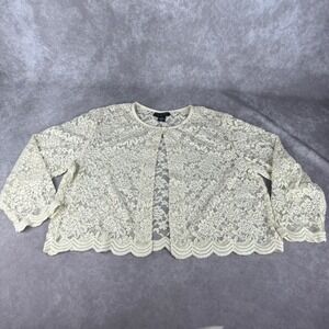 Vtg 90s Y2K Connected Apparel Lace Bolero Lg Cream Lace Shrug Cottage Core Fairy